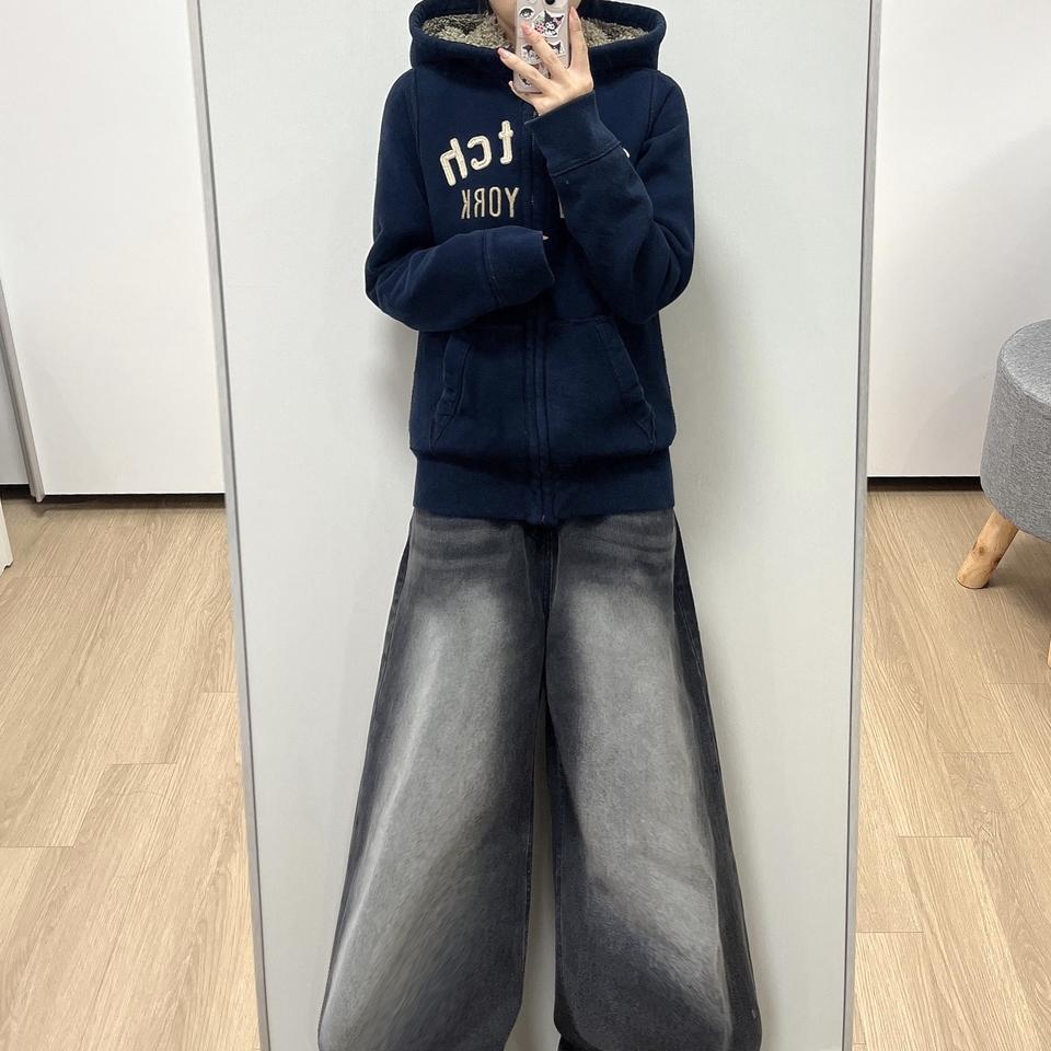 아베크롬비 양털안감 네이비 후드집업