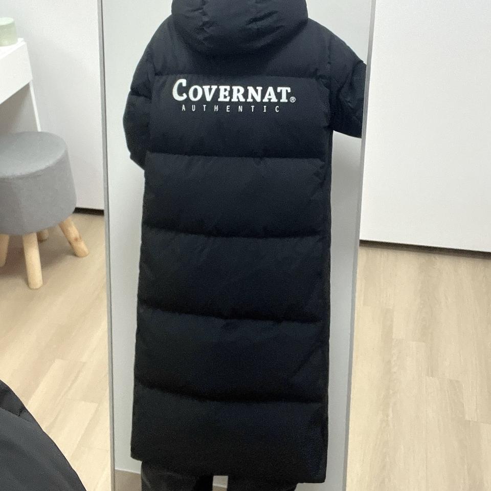 커버낫 빅로고 덕다운 블랙 롱패딩
