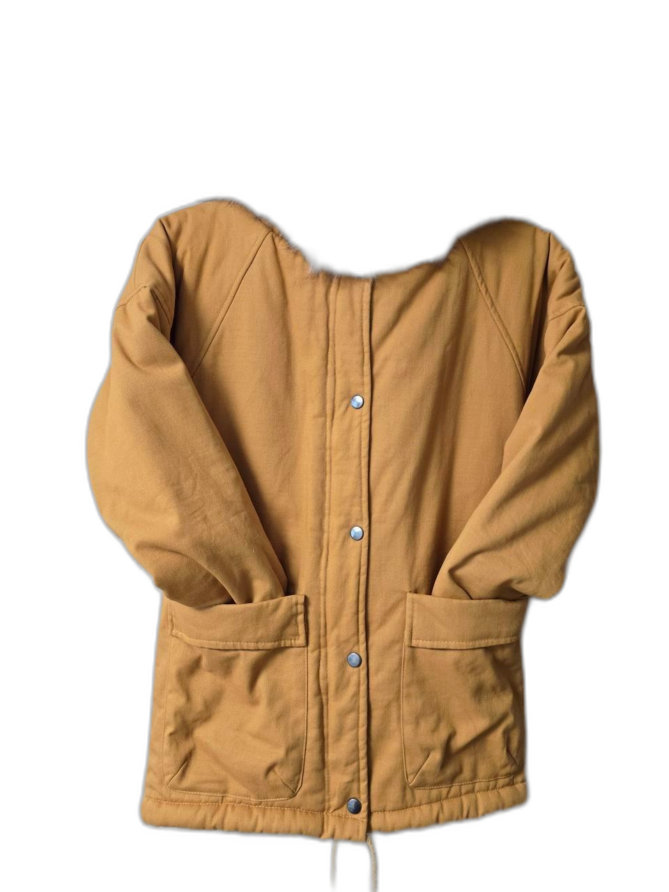 머스타드 퍼 후드 야상 점퍼