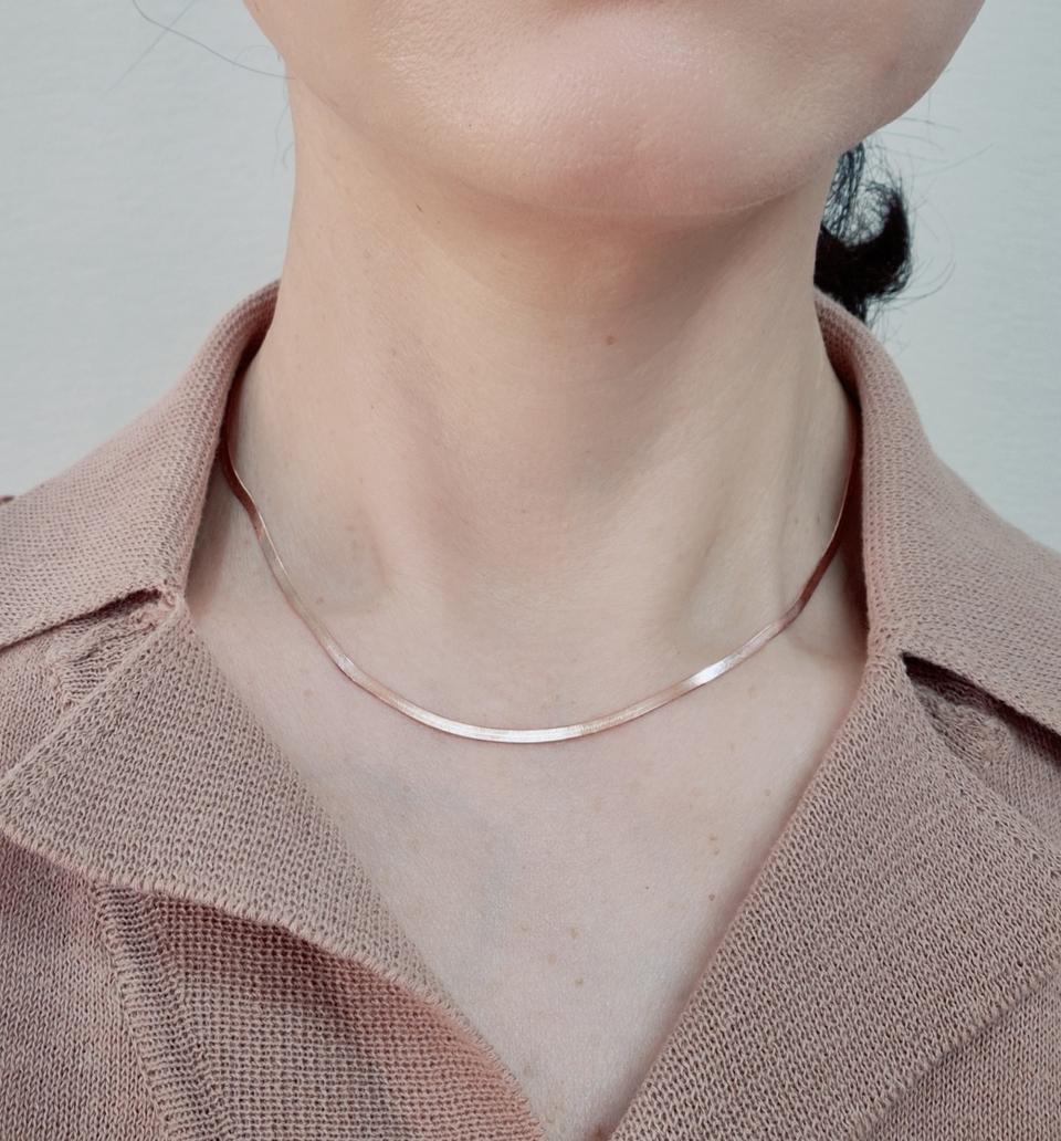 14k 로즈골드 2mm 뱀줄 목걸이 체인