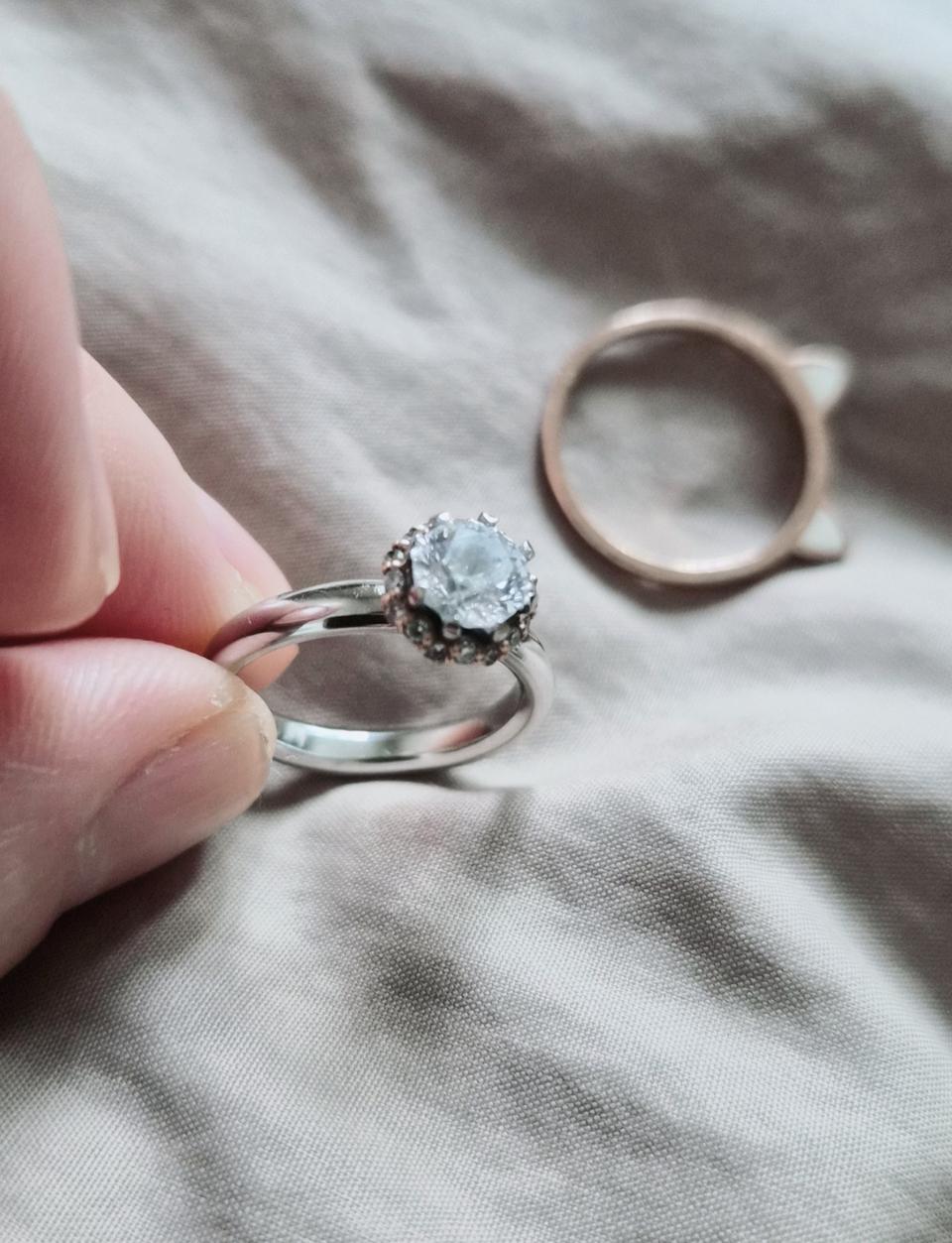 14k 핑크& 화이트골드 콤비 반지 9.5호 거의1돈