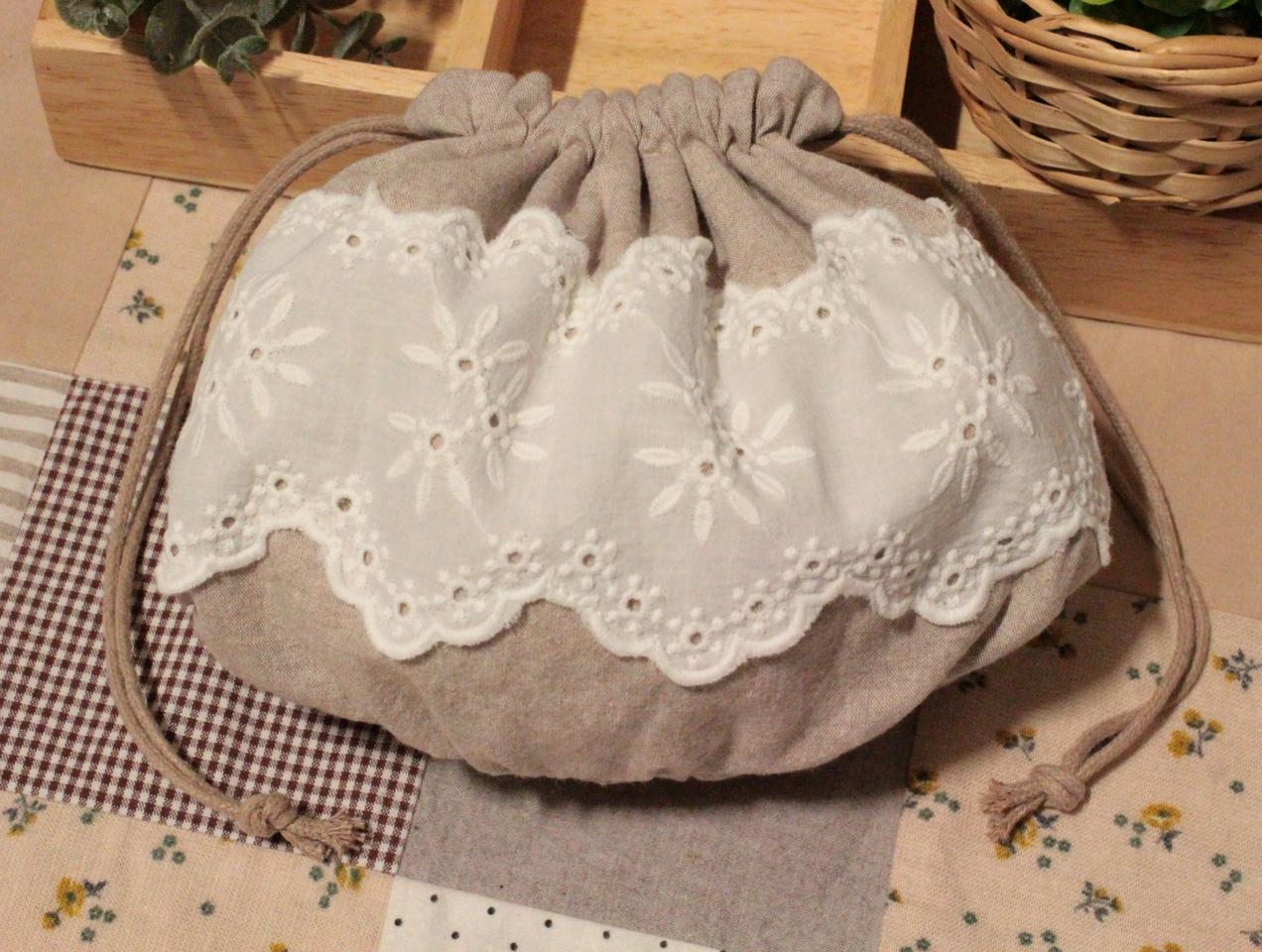 핸드메이드 레이스 스트링 파우치