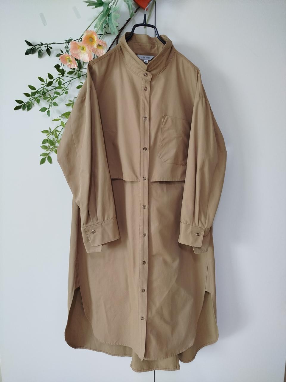 거의새옷 88 브라운 뒷등 날개와 주름 언발란스 디자인 롱남방st 코트