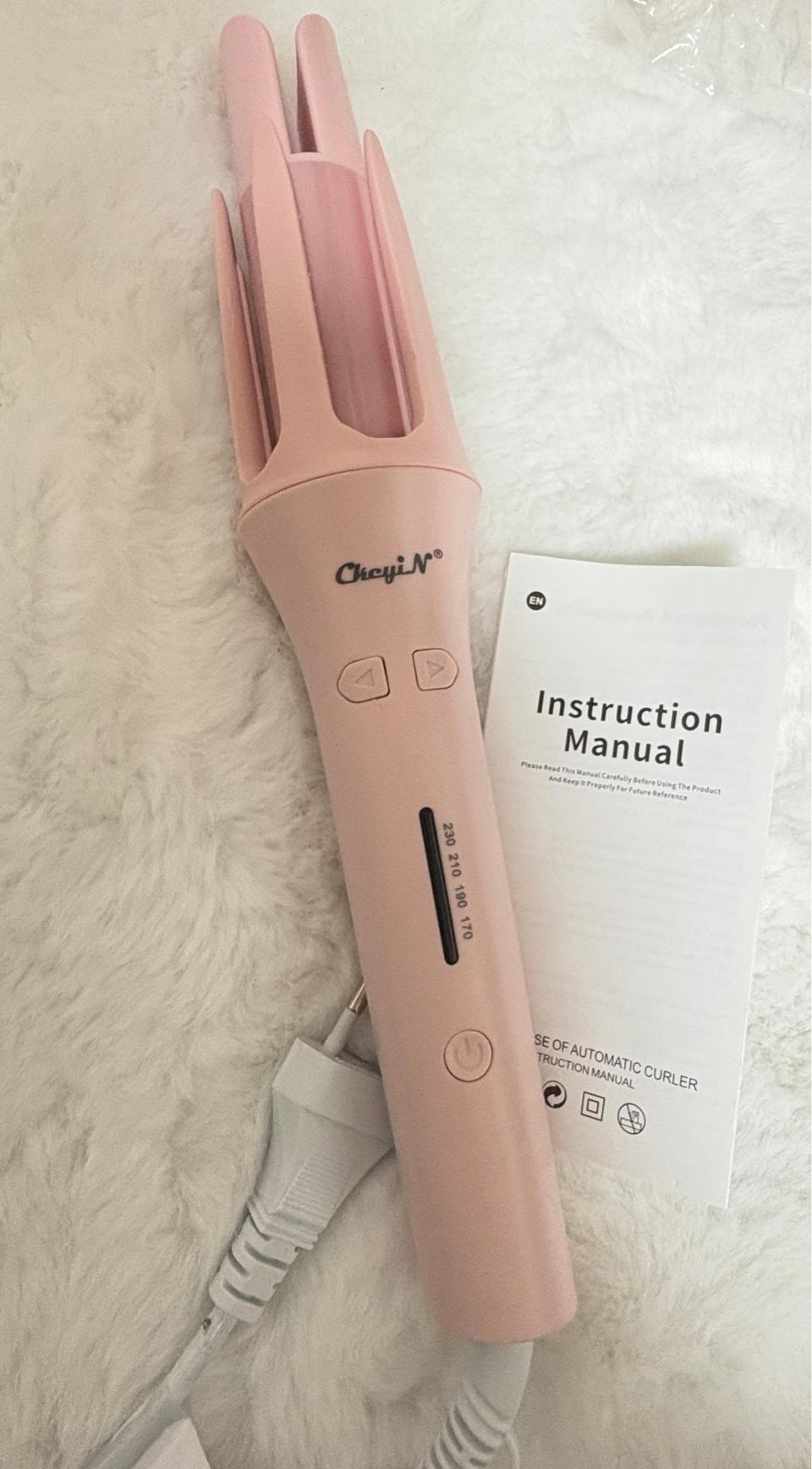 자동 헤어 컬링기 핑크 고데기