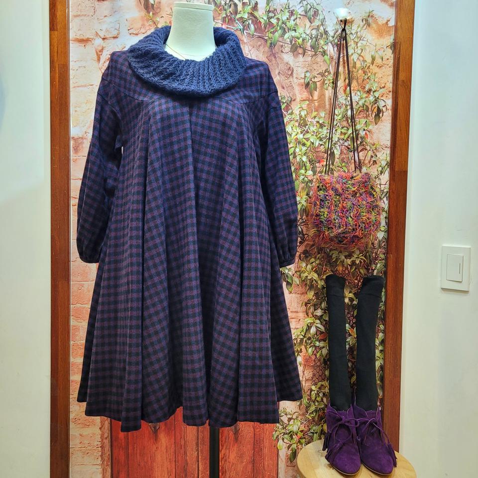 질스튜어트 A라인 체크 튜닉 원피스