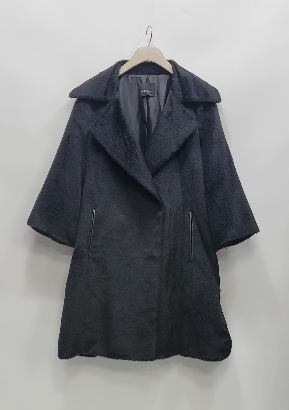 발렌시아 칠부소매 수리 알파카 코트 / 여 55 블랙