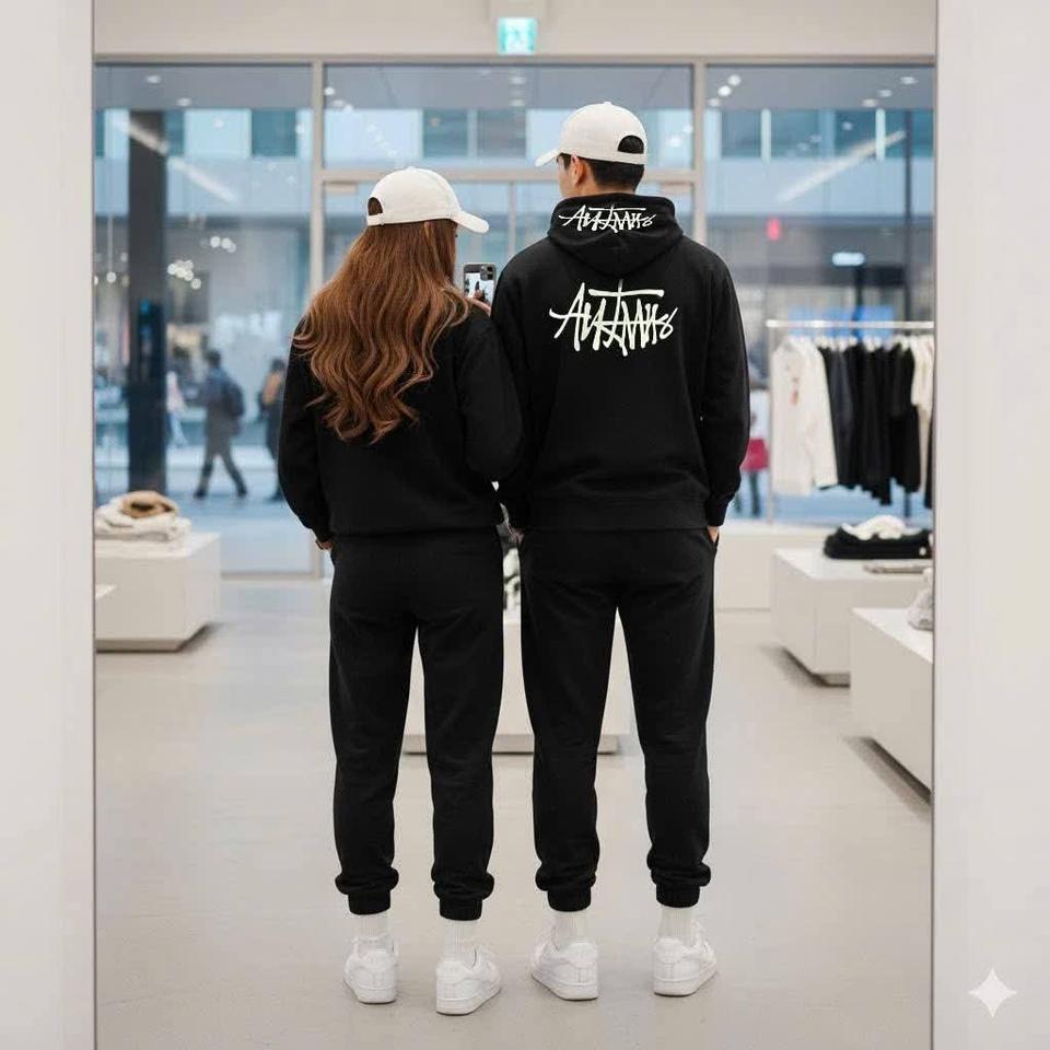 스투시 파리 후드 트레이닝 기모 세트 블랙 S M L XL