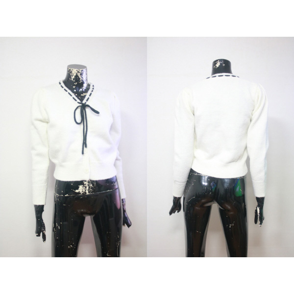 (55) 블랙 리본 아이보리 가디건 (사이즈 55 두툼)