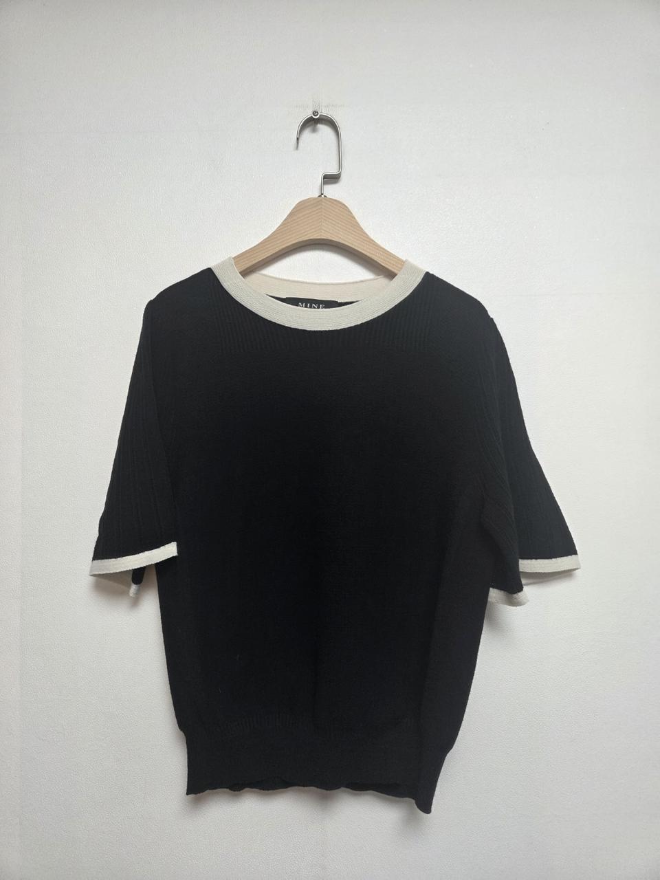 한섬 마인 반팔 라운드 니트티 블랙(90) 