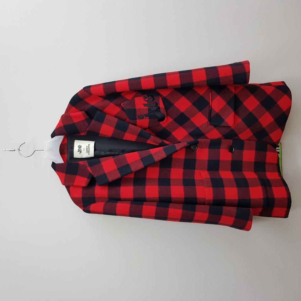 럭키슈에뜨 JDC 콜라보 레드 체크 울 자켓 36사이즈