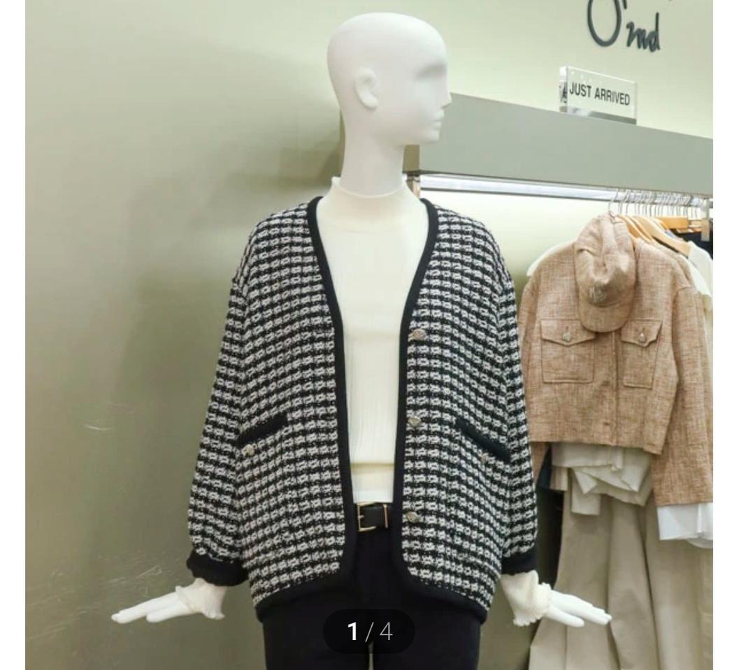 오즈세컨 O2ND 2023 트위드 체크 자켓 76-90-155사이즈