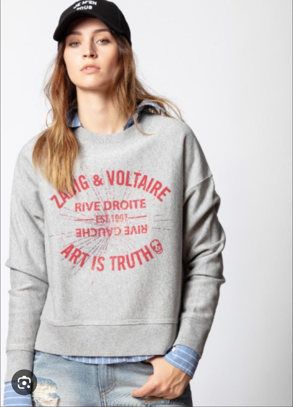 쟈딕앤볼테르 아트 그래픽 크롭 맨투맨 XS사이즈