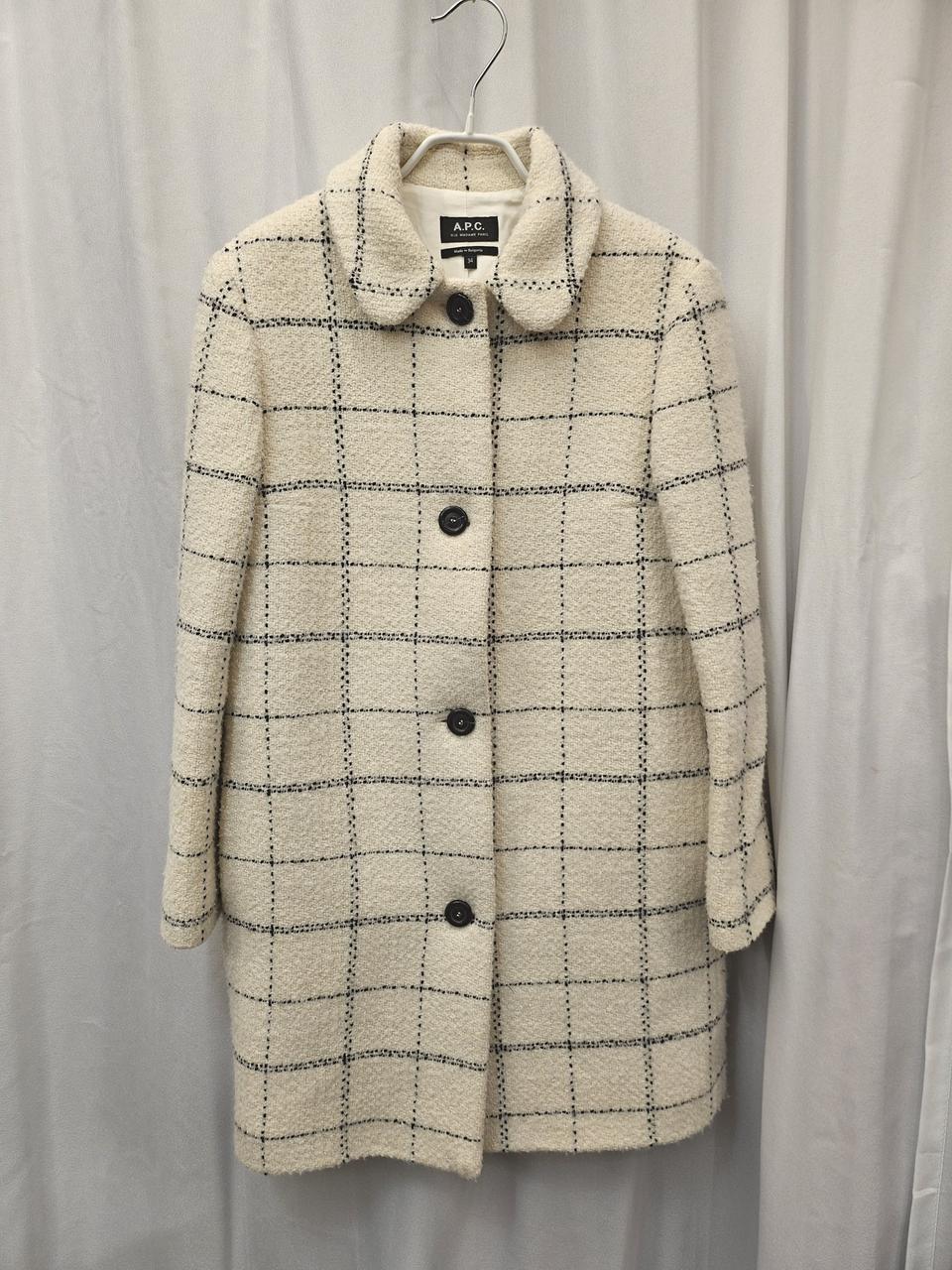A.P.C. 체크 패턴 아이보리 코트 34