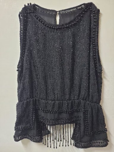 새상품 )블랙 비즈베스트-년말 모임룩