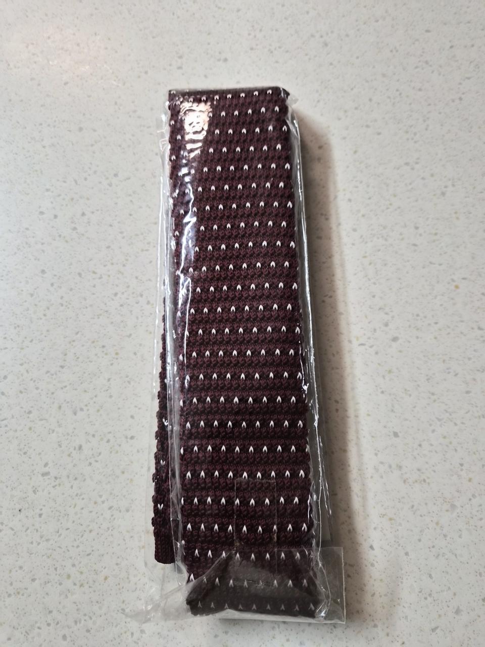 (새상품)버건디 니트 넥타이