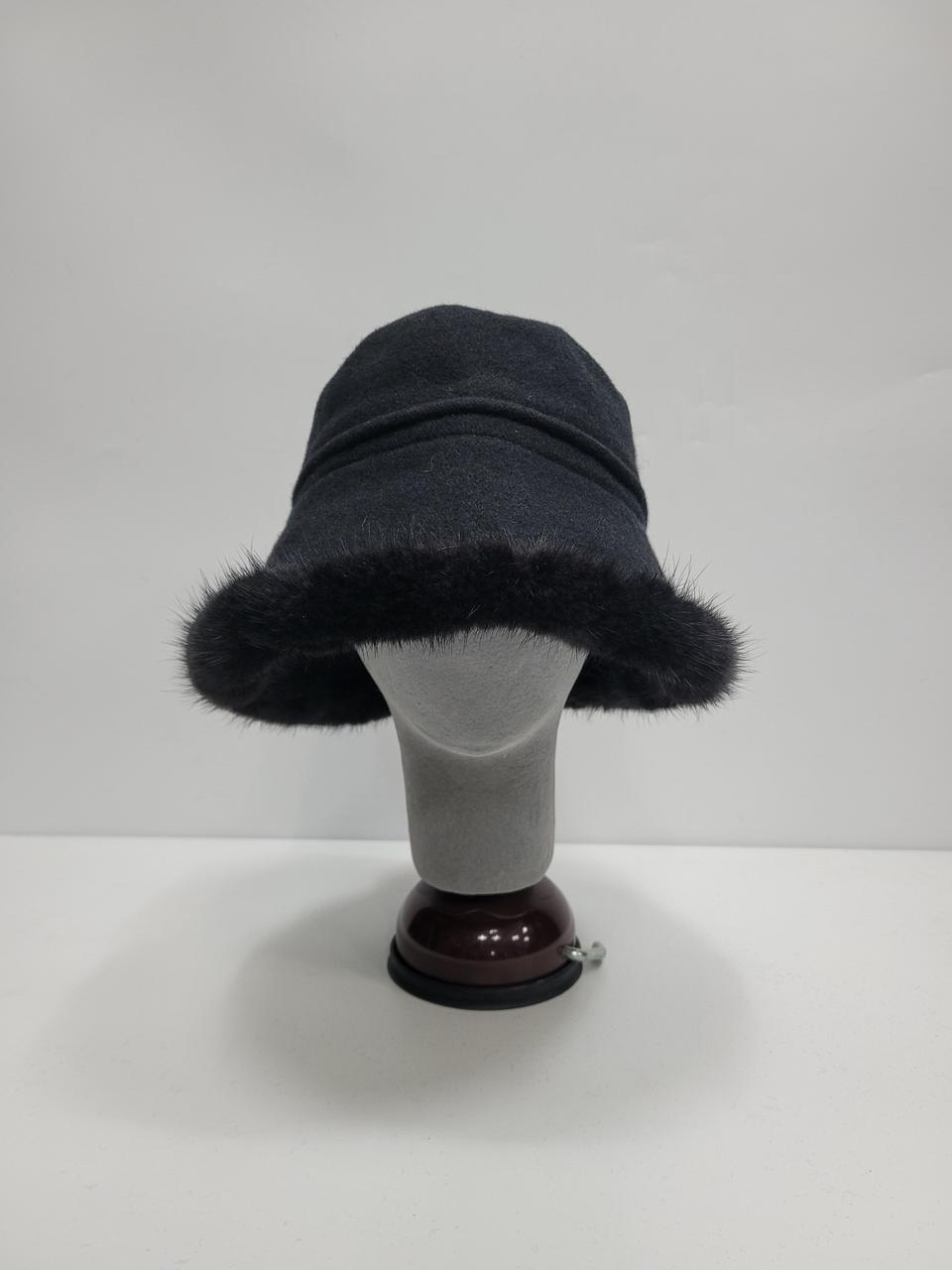 이상봉 밍크 배색 버킷햇 벙거지 모자 / 여 FREE 블랙