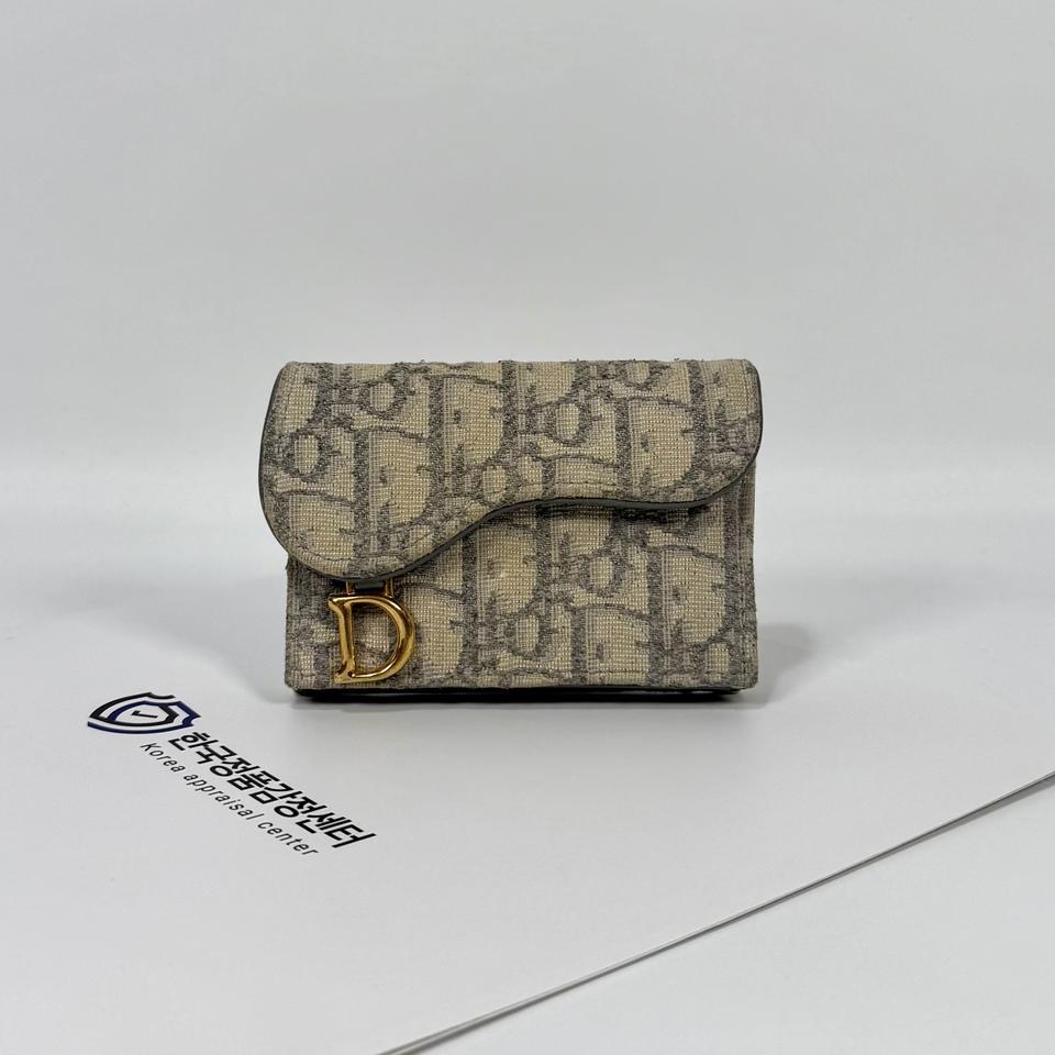 디올 오블리크 새들 플랩 카드지갑