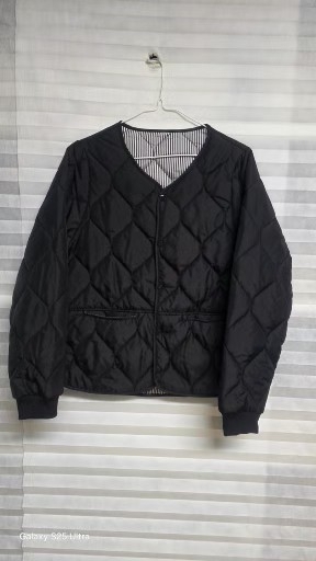 블랙 퀼팅 노카라 자켓