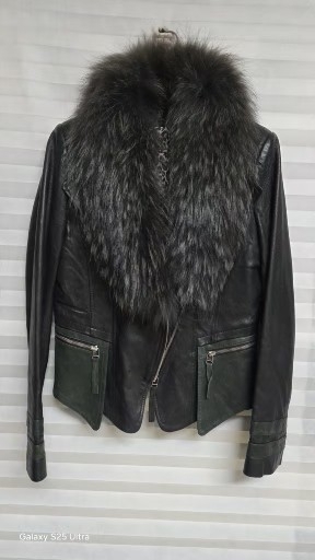 여성 배색 양가죽 폭스 퍼 자켓