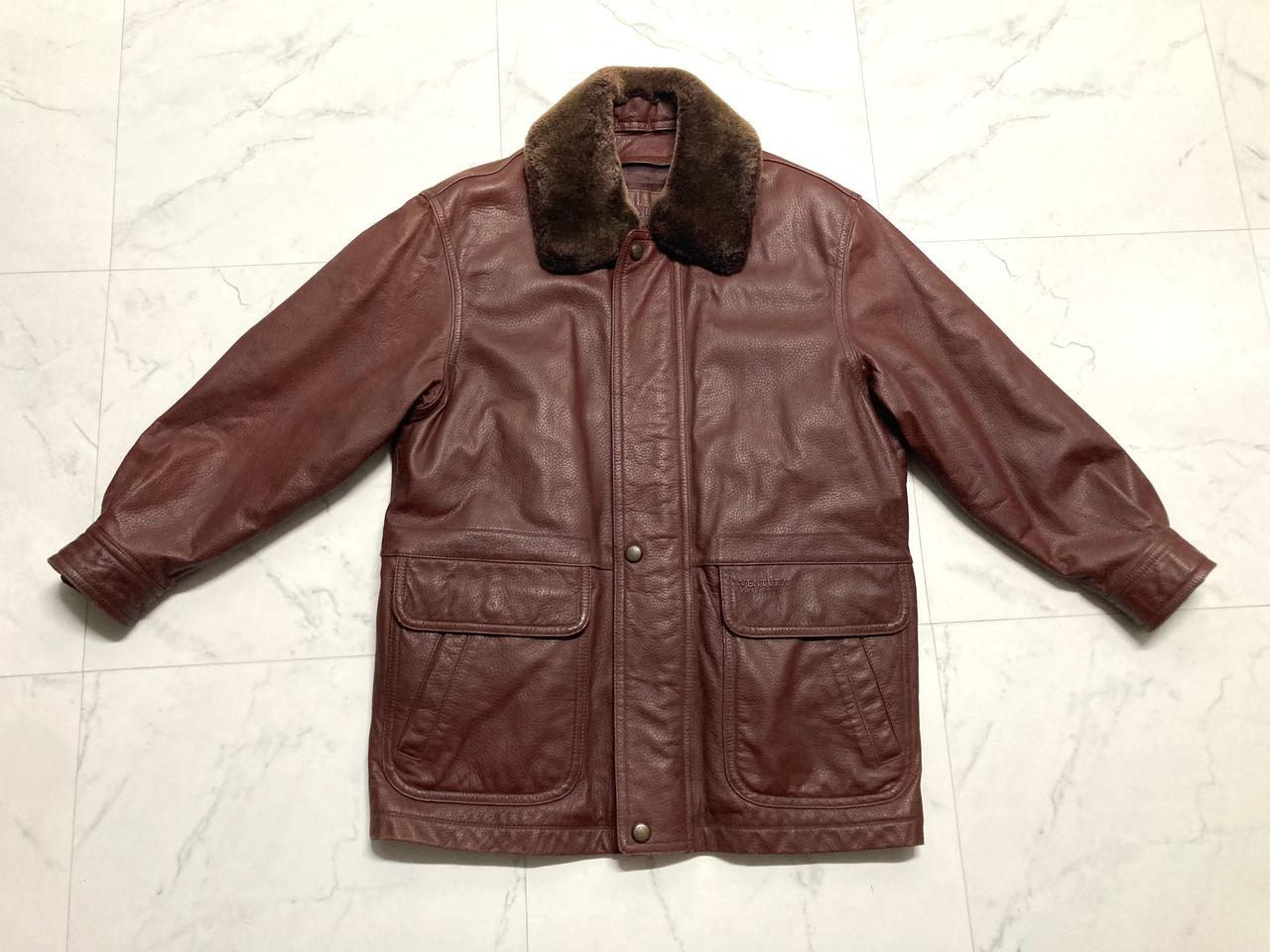 90s 벤츄라 양가죽 구스 내피 레더 자켓 100 L