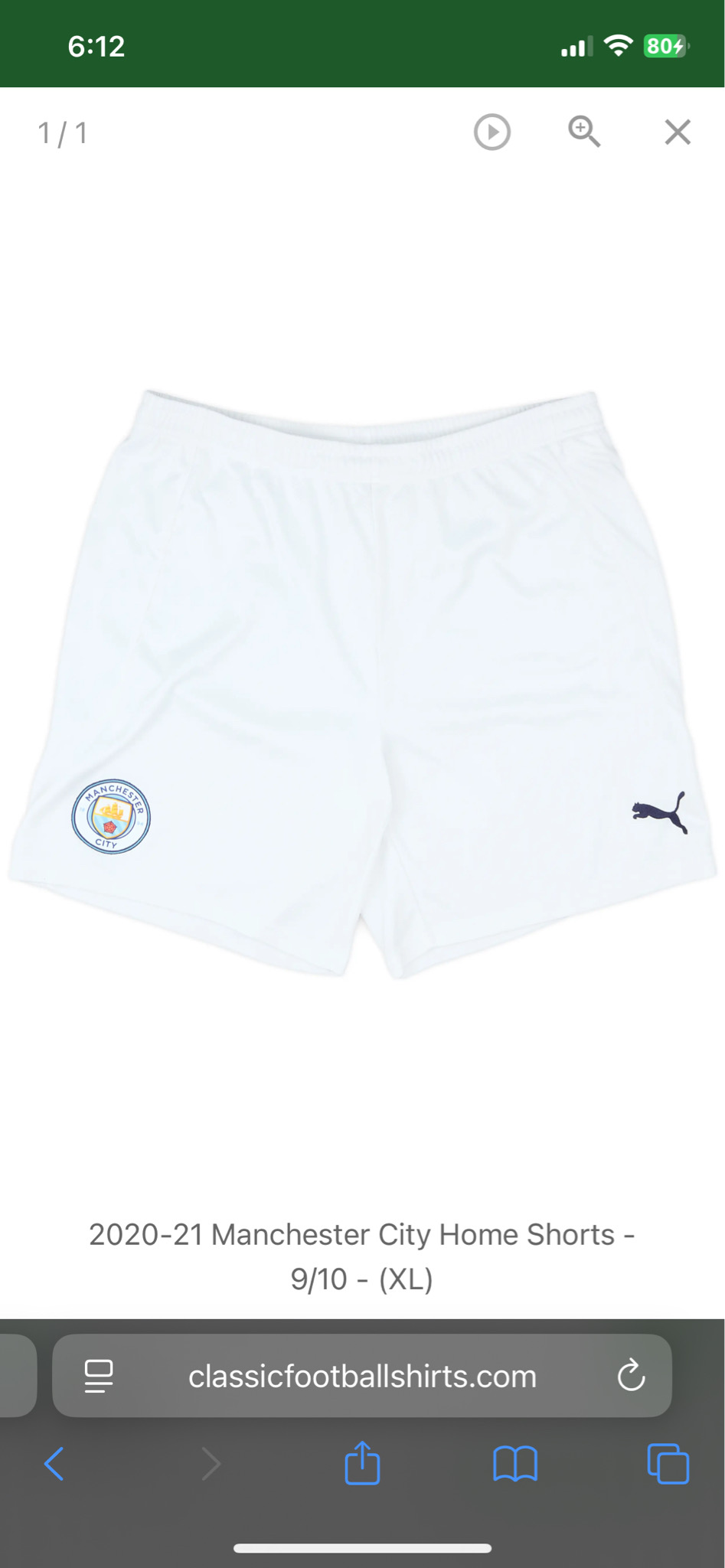 퓨마 정품 맨체스터 시티 16번 로드리 반바지 L 새상품