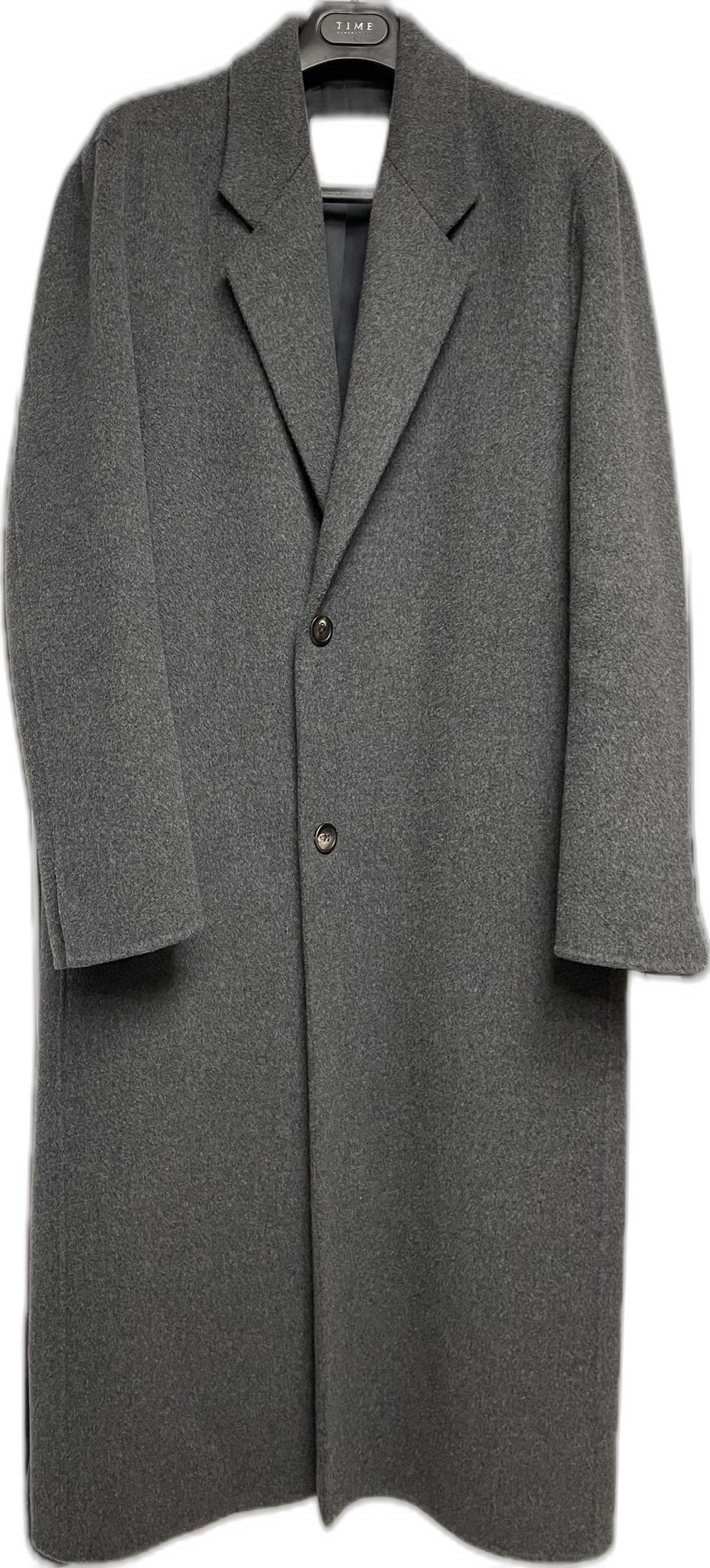 타임옴므 20주년 다크그레이 체스터 벨티드 코트 95사이즈