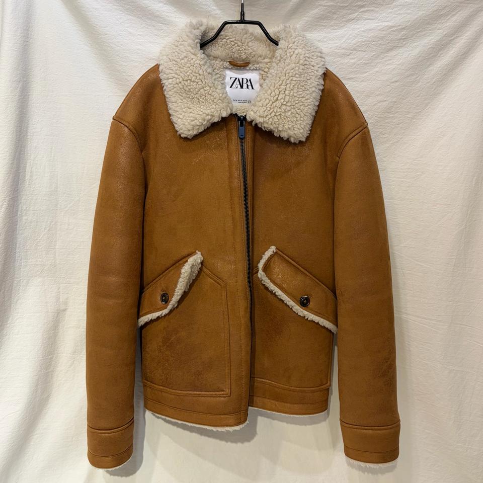 자라 스웨이드 무스탕 자켓 브라운