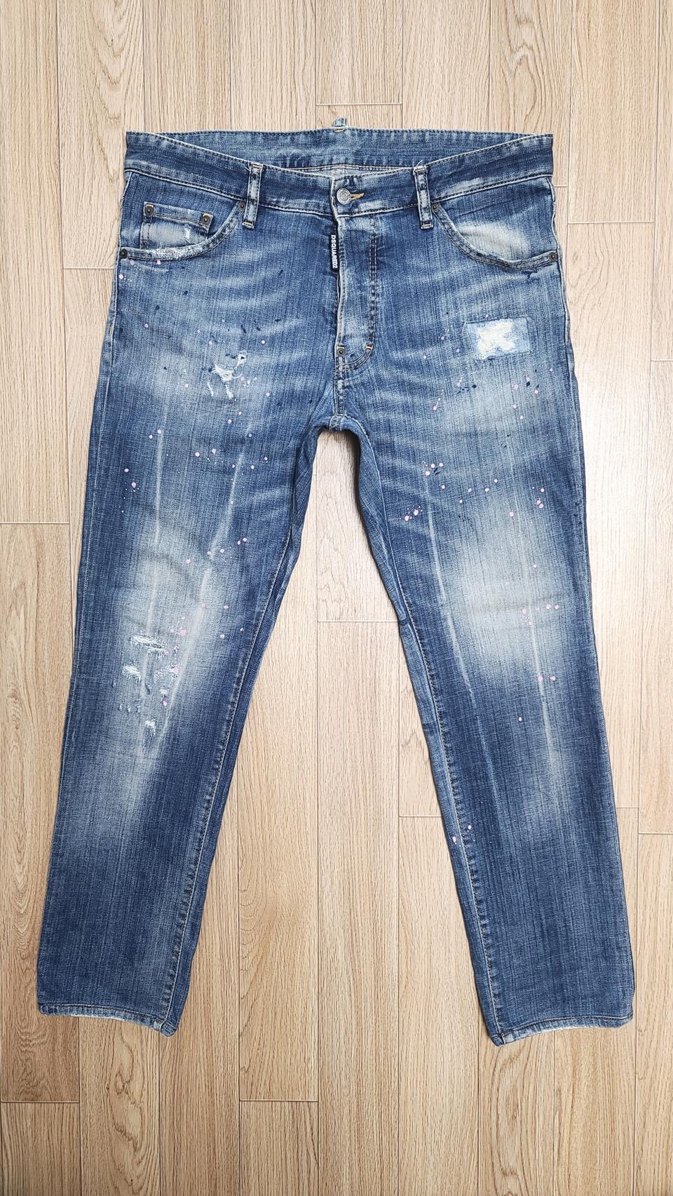 정품 디스퀘어드 스틸로고 페인트 쿨가이진 청바지 50