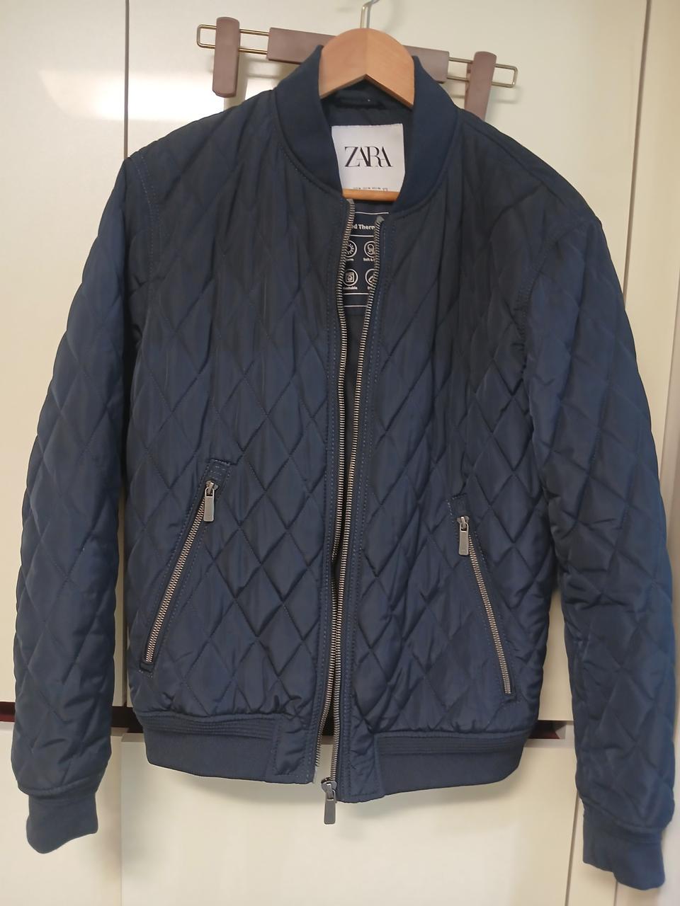 자라 네이비 퀼팅 봄버 자켓 100