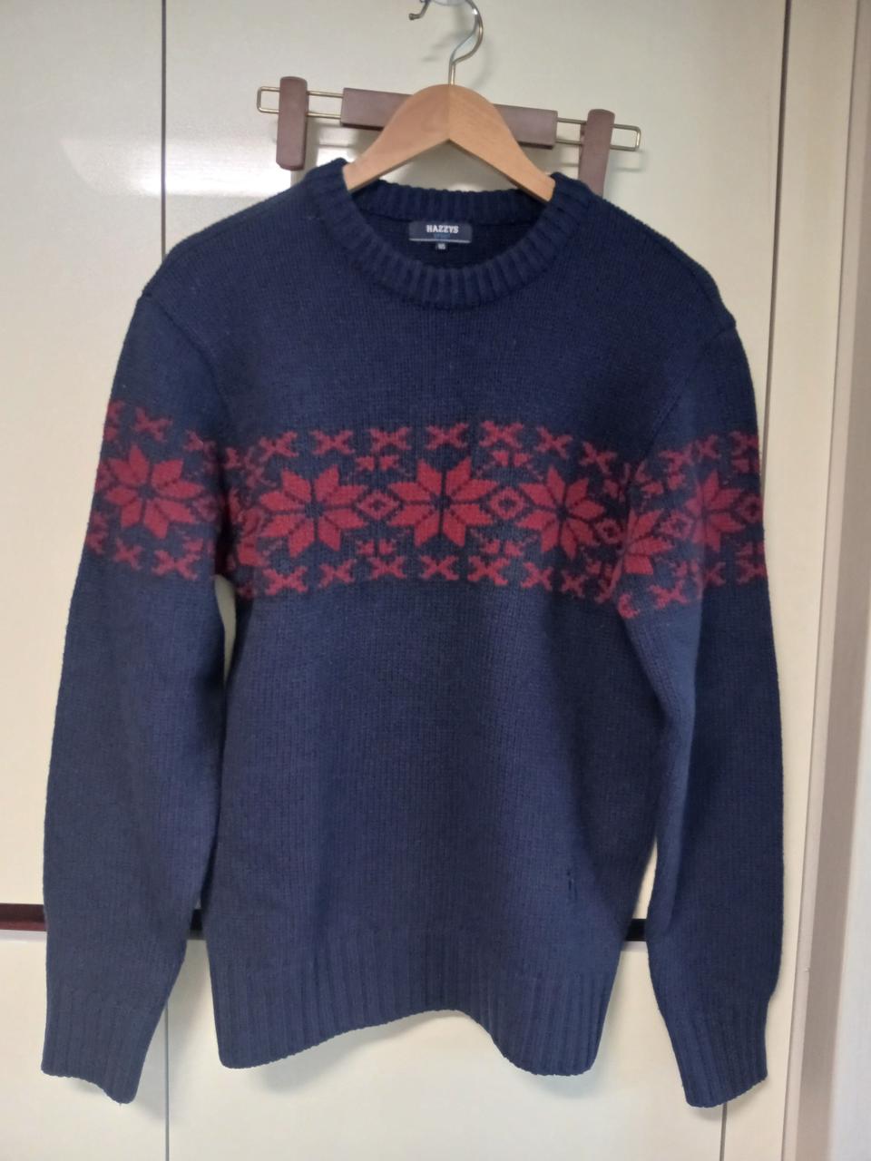 헤지스 네이비 패턴 니트 105사이즈