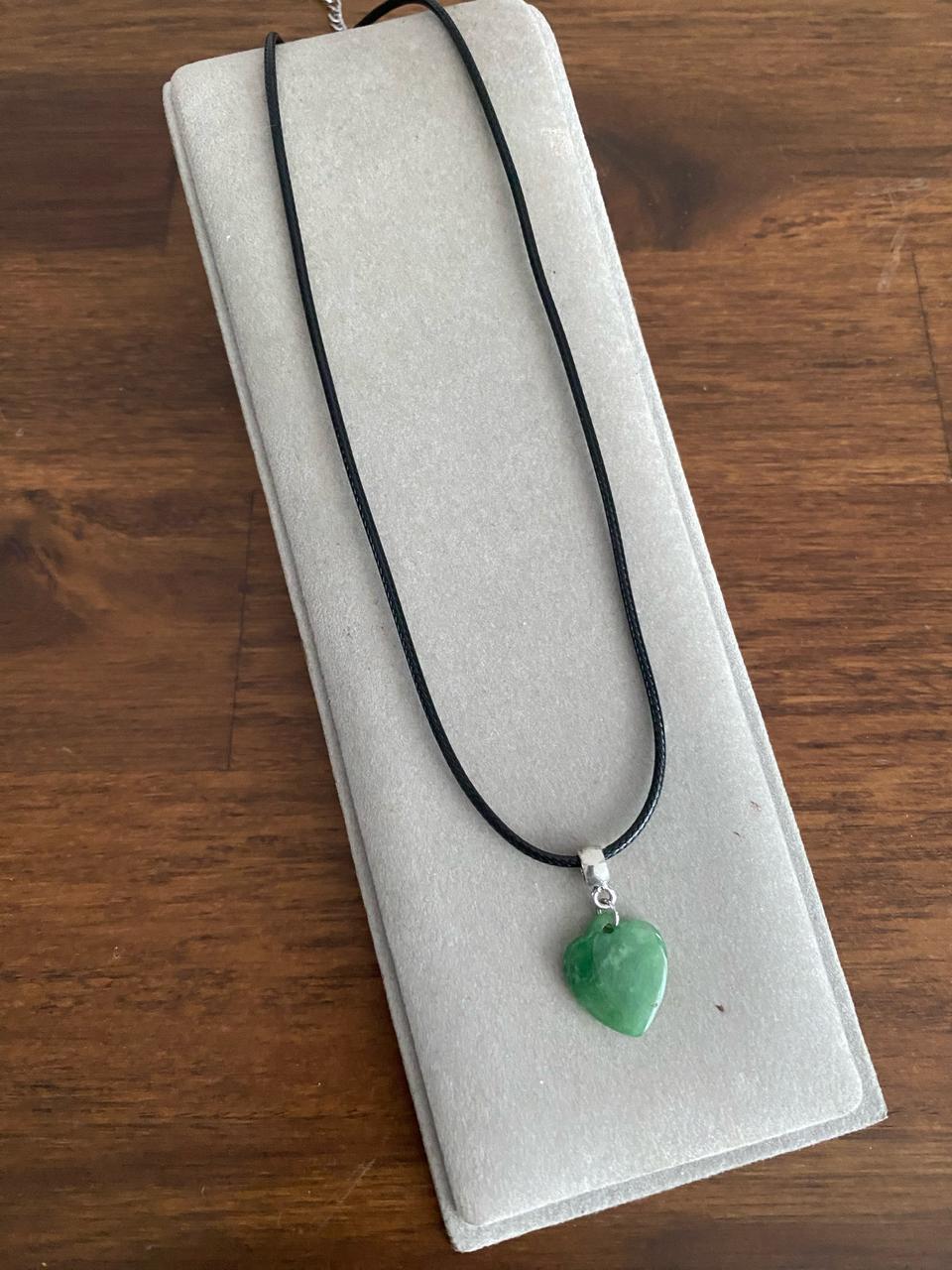 하트 모티브 천연 비취 펜던트 목걸이