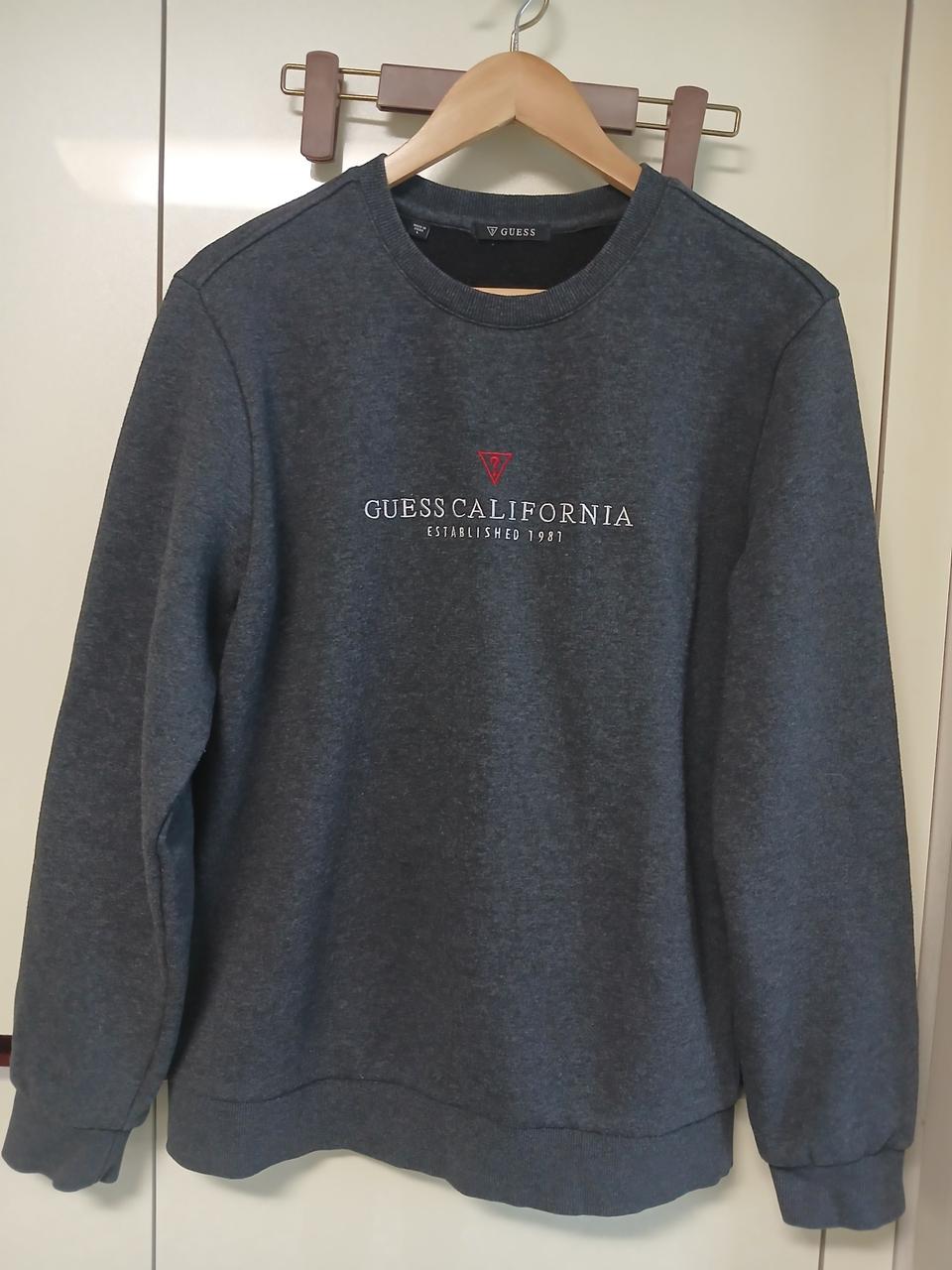 게스 캘리포니아 맨투맨 기모티 회색 100