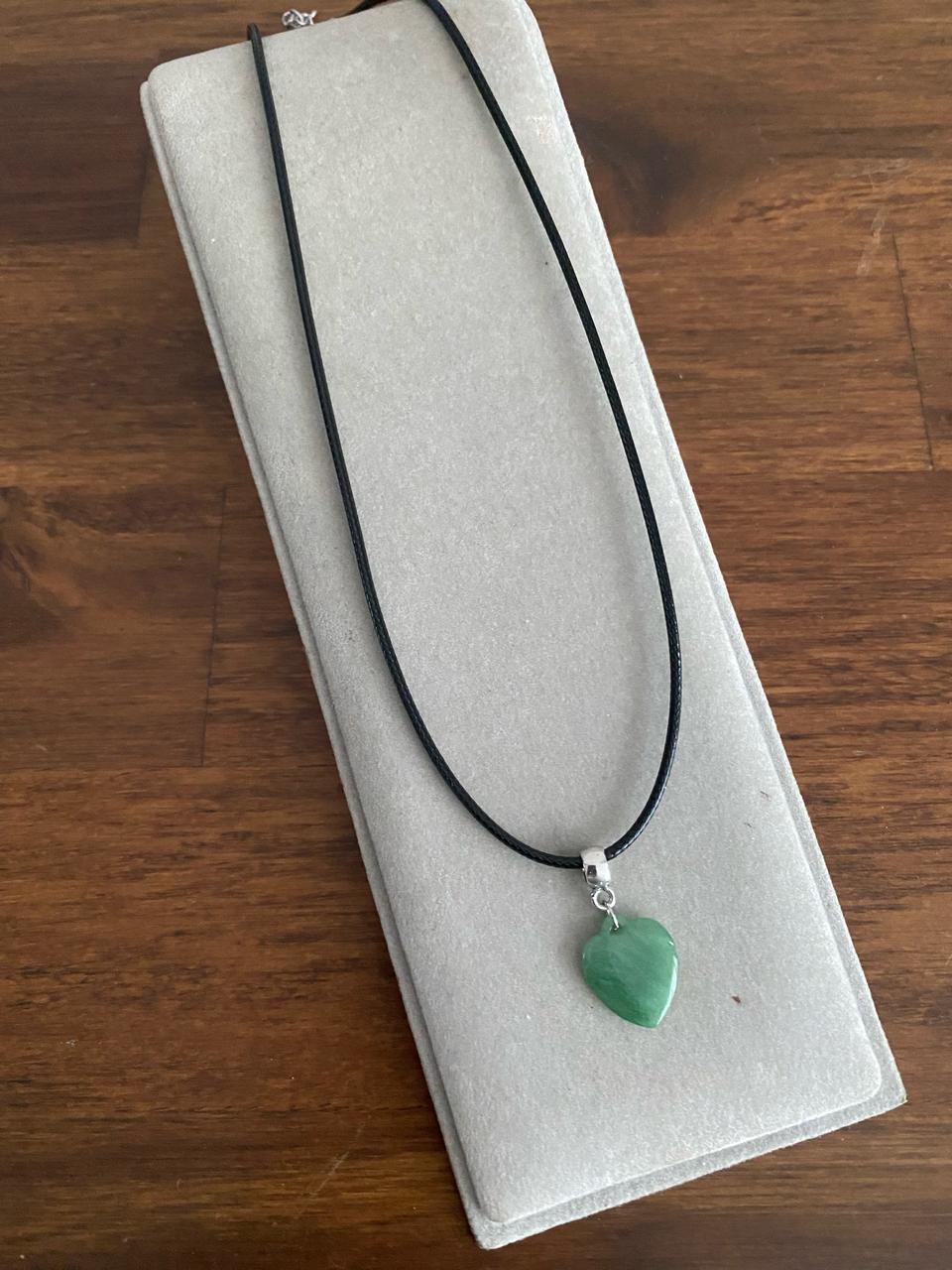 하트 모티브 천연 비취 펜던트 목걸이