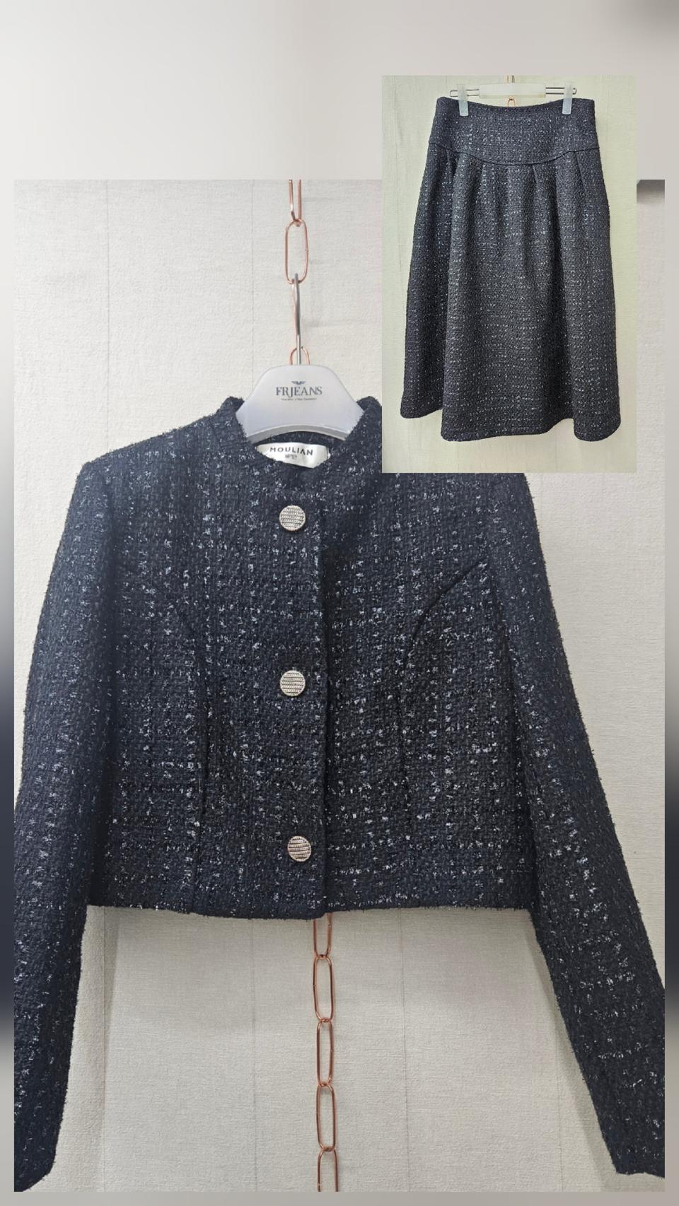 트위드크롭자켓과 스커트 셋업