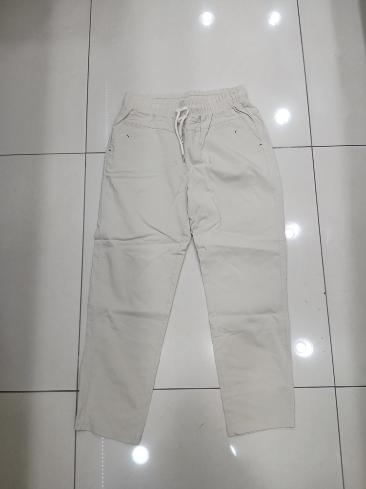 베이지색상 허리밴딩끈 슬랙스 봄가을 신축성 중고 바지 팬츠