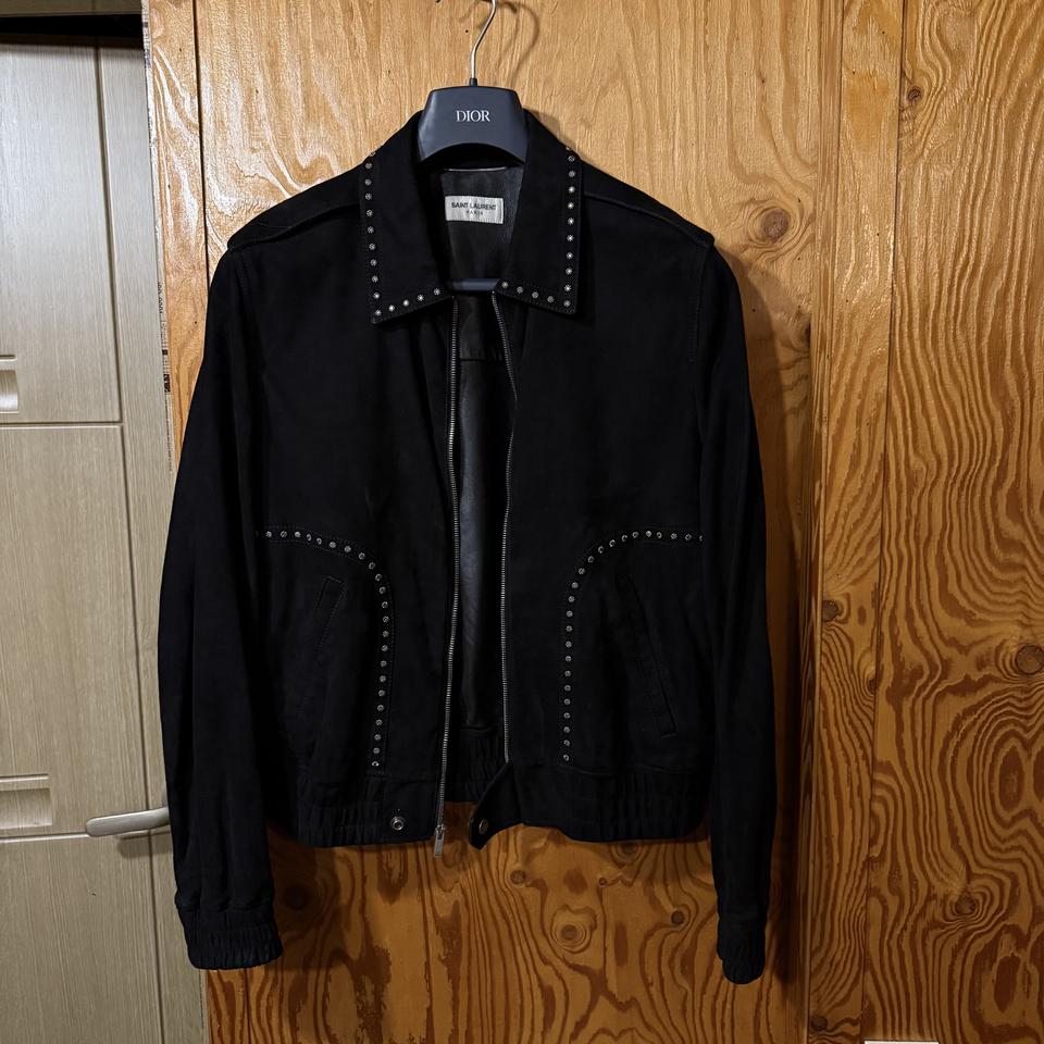 생로랑 플로랄 스터드 스웨이드 자켓 52 사이즈