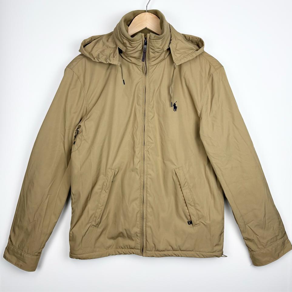 폴로 랄프로렌 두산 00s 베이지 블랙포니 히든후드 이너플리스 자켓