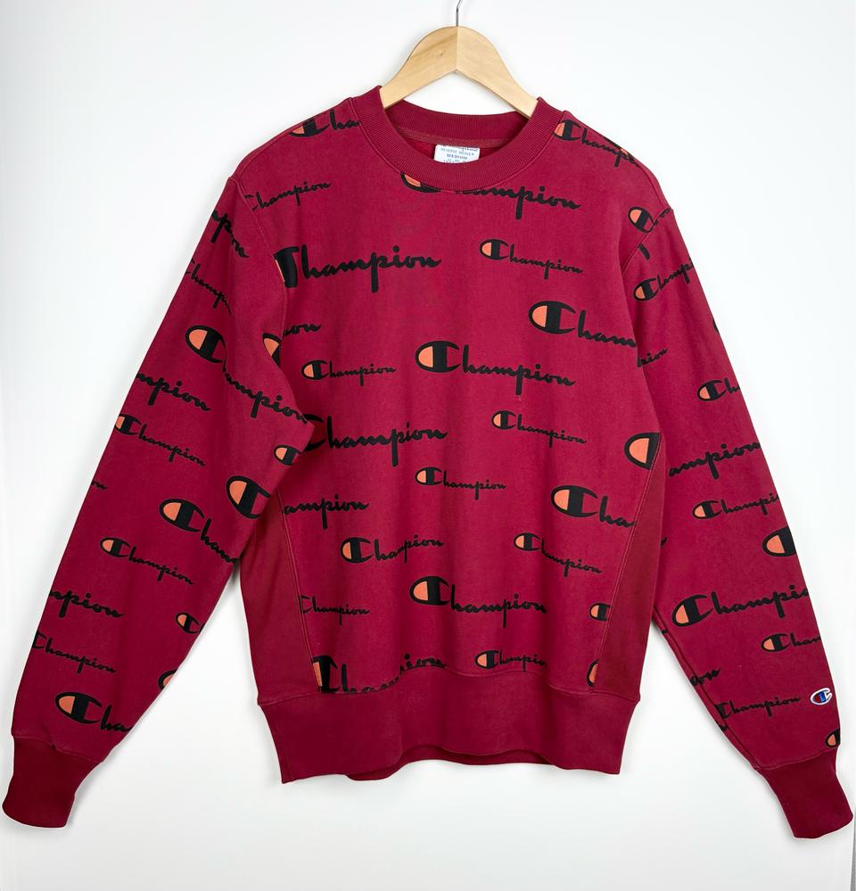 챔피온 리버스 위브 스펠링 모노그램 패턴 크루넥 스웻셔츠