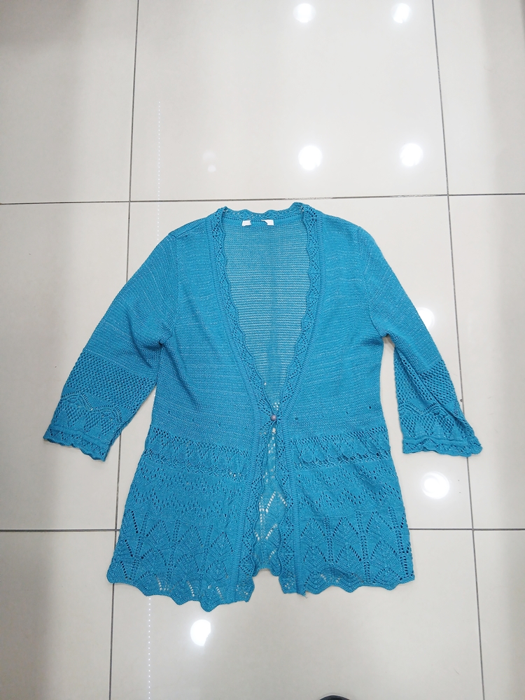 청녹색 니트 단추 가디건 중고 