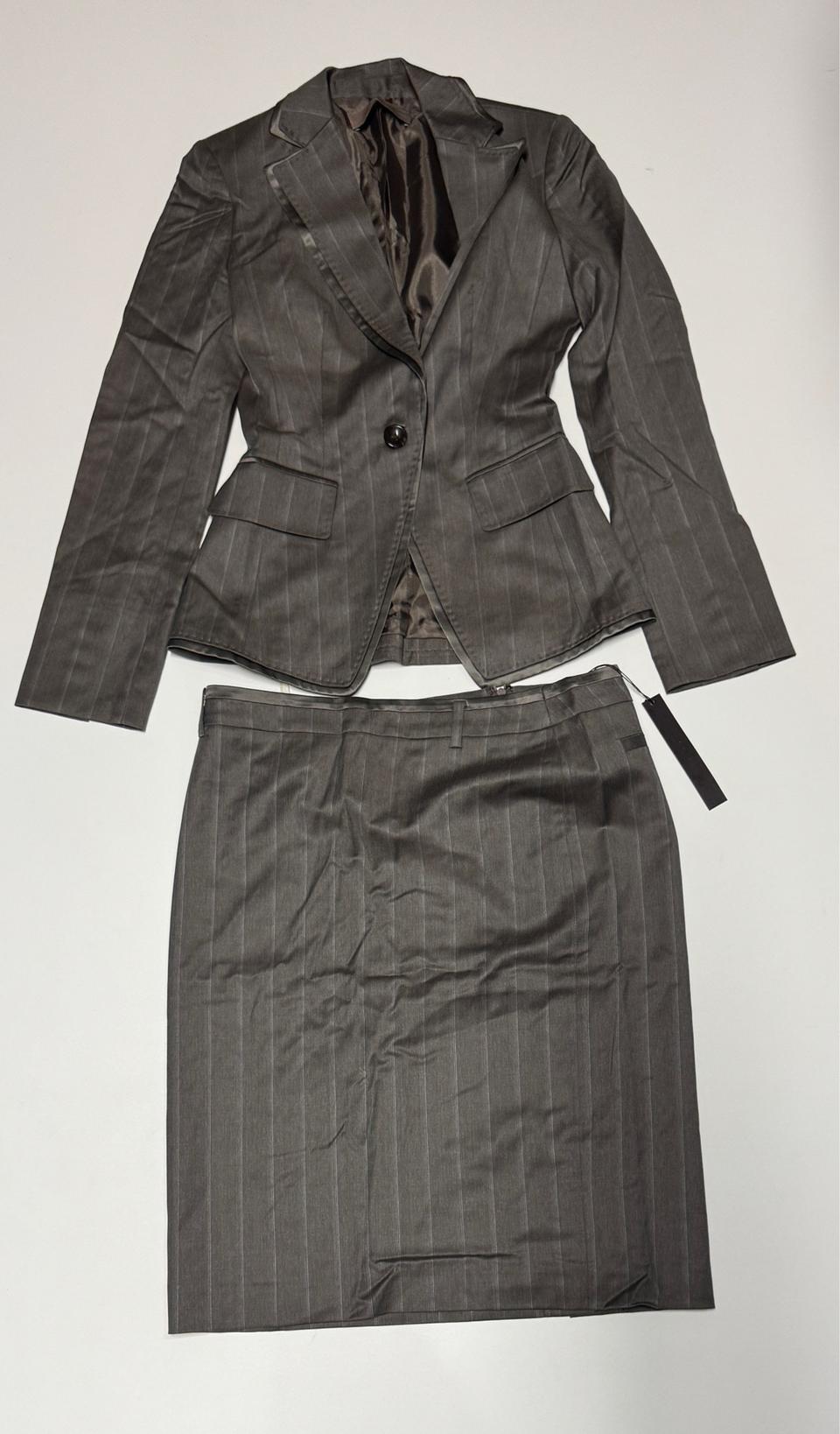 여성 미샤 스트라이프 실크 울 혼방 정장 스커트 셋업