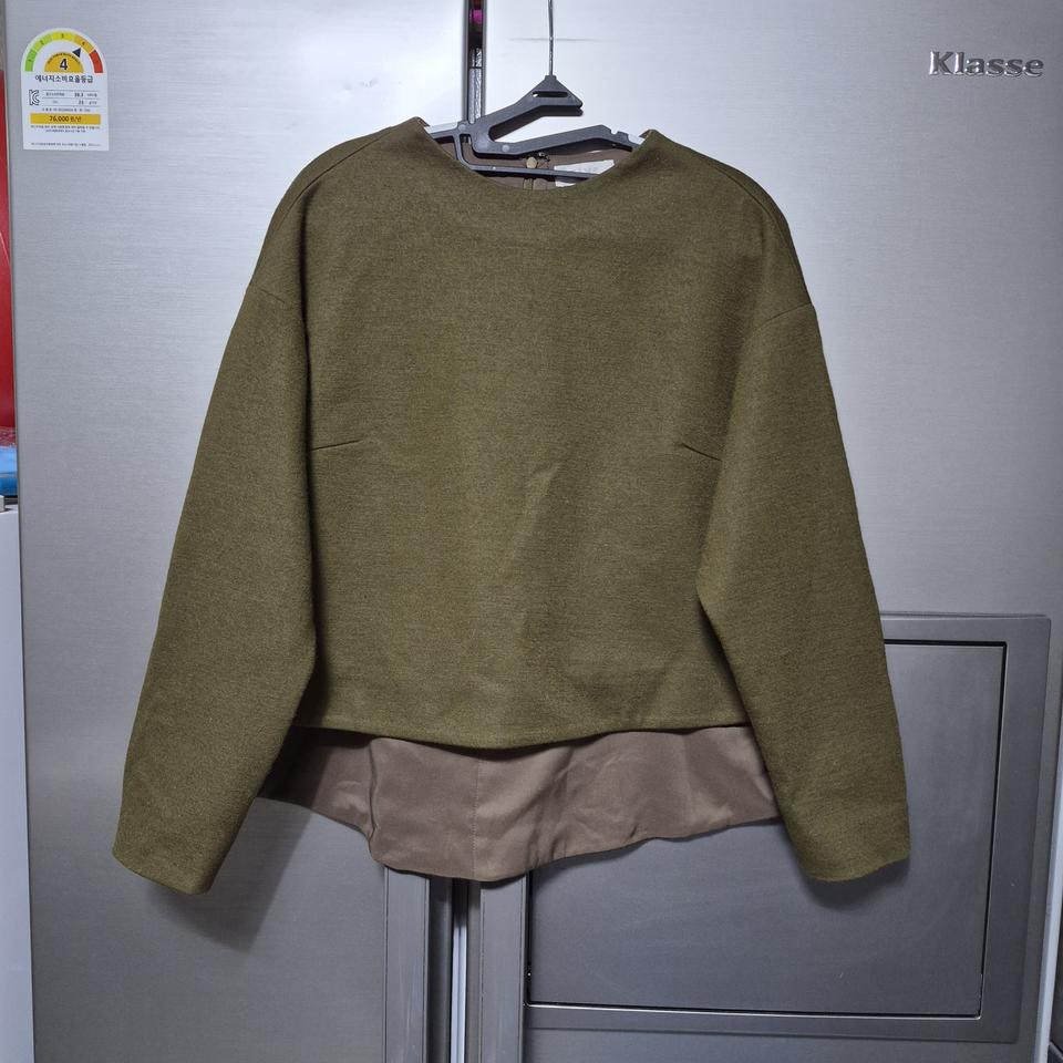 타임 카키 세련된 모직 탑