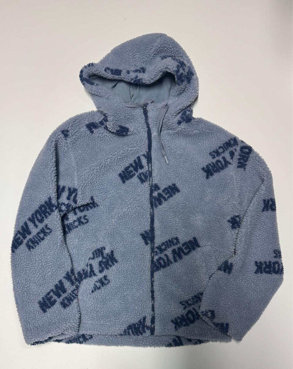 남녀공용 NBA 뉴욕닉스 패턴 후드 플리스 자켓