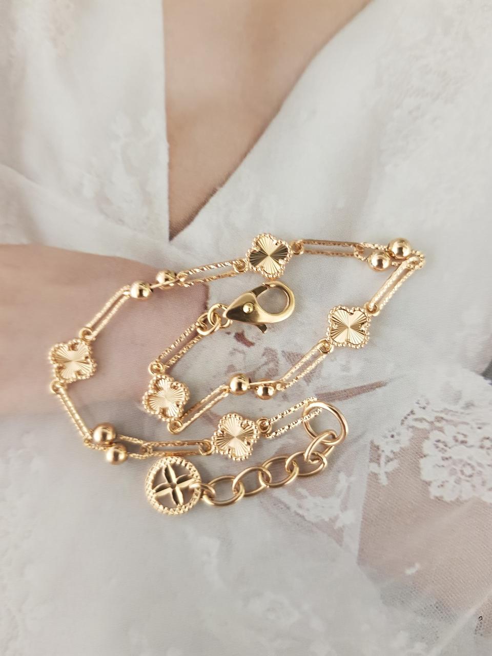 18k 클로버 컷팅 클립 팔찌