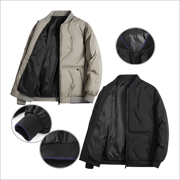 엘로 스탠드 칼라 넥라인 디자인 블루종 패딩 항공점퍼 집업 자켓