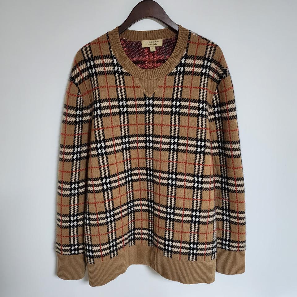 [XL] 버버리 체크 캐시미어 남성 니트 8005117