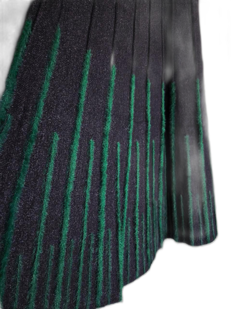 그린 패턴 롱 니트 스커트