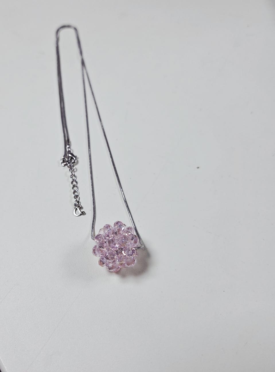 핑크 크리스탈 볼 목걸이