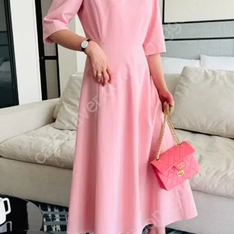 라밤바룸 블러셔 핑크 드레스 원피스 L 만삭 사진 플레어 A라인 웨딩촬영