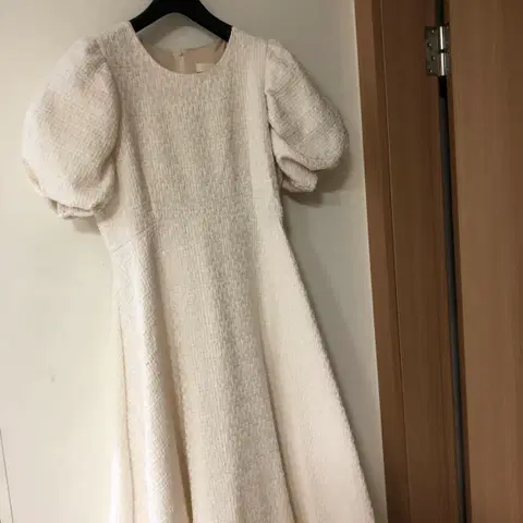 셀프웨딩 돌잔치 백일잔치 트위드 벌룬 퍼프 반팔 원피스 드레스 웨딩사진롱