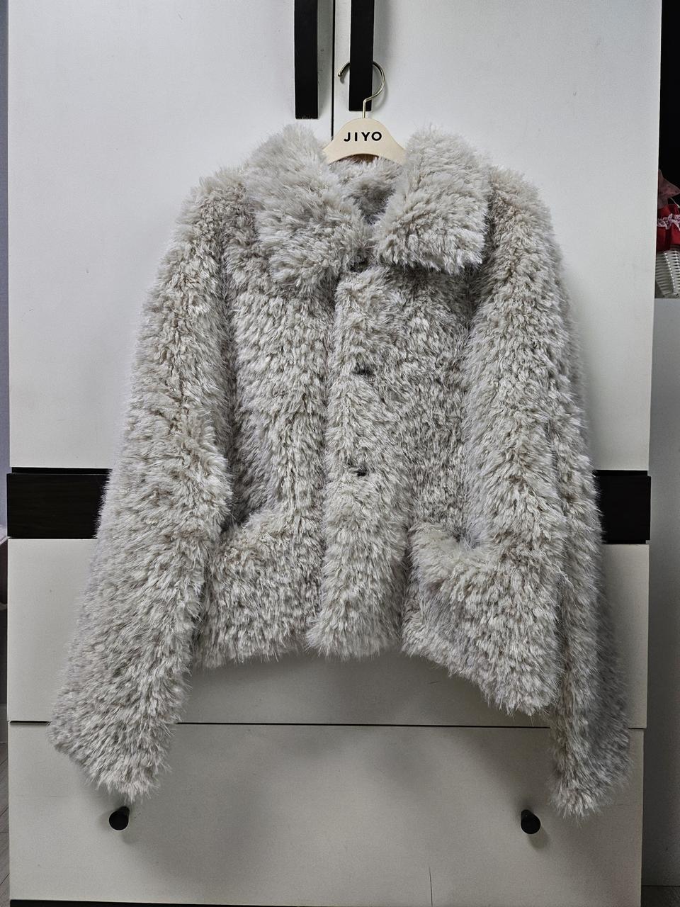 그레이 베이지 퍼 자켓 (새옷)